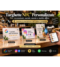 Targhetta NFC Personalizzata da Banco – Recensioni, Social, Menu, WhatsApp e Link